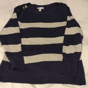 Charter Club Navy and Cream Striped Sweater